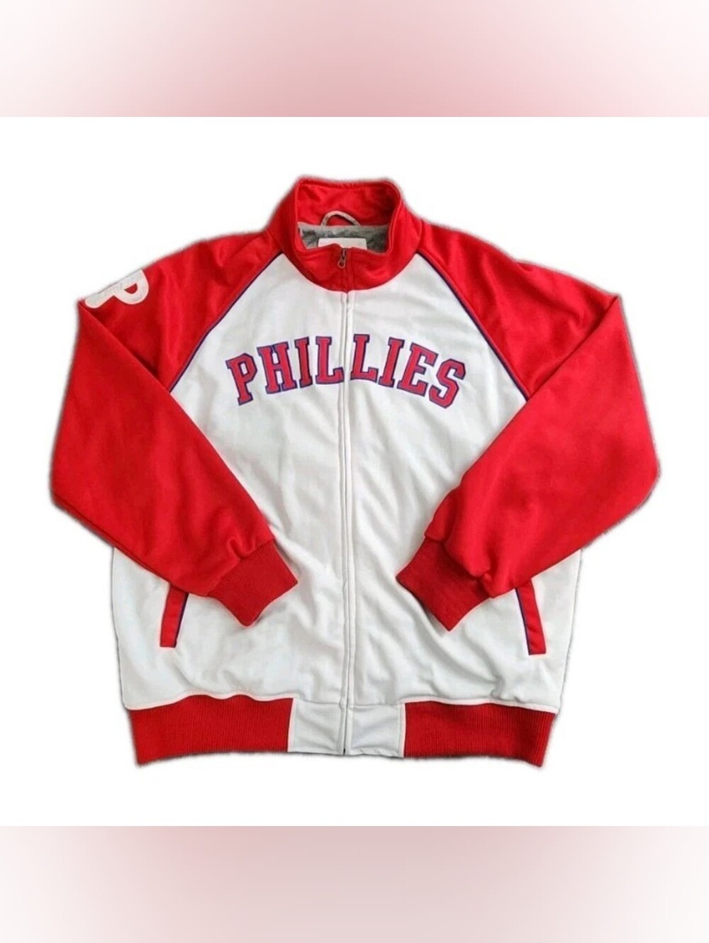 Phillies Red & White Full-Zip Performance Jacket